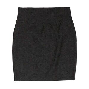 Eileen Fisher Washable Stretch Crepe Melange Mini Skirt Dark Gray M